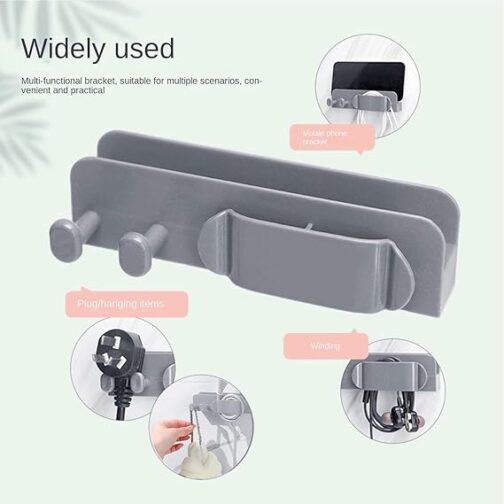Wall-Mounted Cable Organizer & Phone Stand