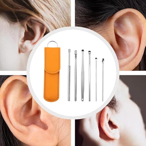 6-Piece Stainless Steel Ear Cleaner Set with Leather Case - Image 3