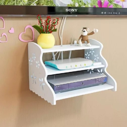 Three-Layer Wall-Mounted TV Shelf & WiFi Router Stand - Image 3
