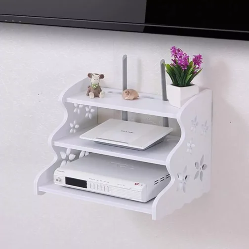 Three-Layer Wall-Mounted TV Shelf & WiFi Router Stand