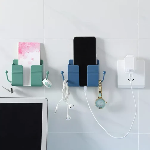 Multifunctional Wall-Mounted Mobile Phone Charging Holder & Remote Control Storage Box - Image 2